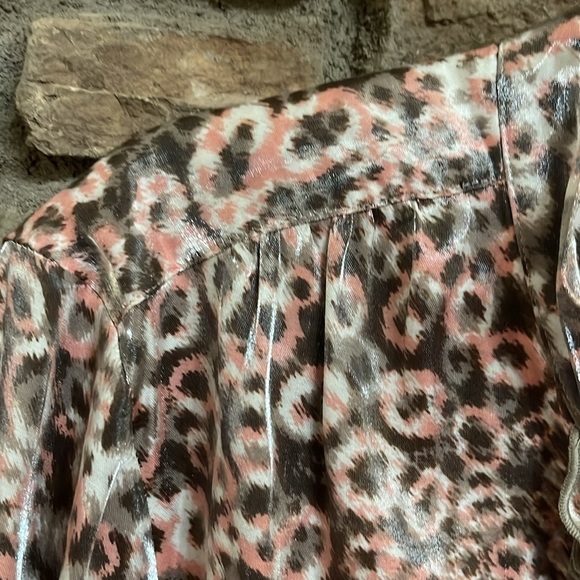 Ruby Rd. Pink and brown leopard patterned blouse with cascading ruffles Size 18 - Picture 7 of 11